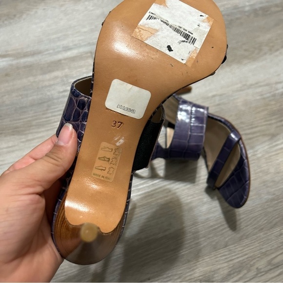 Gaia D'este Purple Crocodile Leather Strappy Sandal Heels - Picture 5 of 8